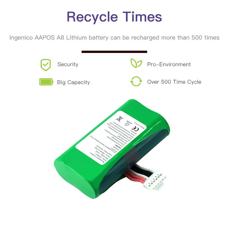 7.2V 2600mAh 3400mAh Lithium 18650 Battery for Ingenico APOS A8 Payment Terminal Battery